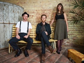 The Lumineers' Jeremiah Fraites, left to right, Wesley Schultz and Neyla Pekarek pose in this undated handout photo. (THE CANADIAN PRESS/HO, Scarlet Page)
