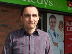 Pharmacist Tamer El Mewafy stands outside his pharmacy and recently opened Wiltshire Walk-In Clinic. The clinic, one of the only walk-in options in Sarnia, is expected to help people with minor ailments from having to show up at Bluewater Health's emergency department. (Tyler Kula, The Observer)