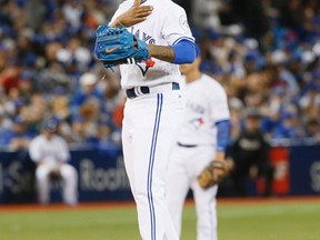 Marcus Stroman on the mound as the Blue Jays’  home play their opener against the Boston Red Sox at the Rogers Centre in Toronto, Ont. on Friday April 8, 2016. Stan Behal/Toronto Sun/Postmedia Network