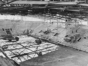 Calgary's Corral arena under construction. (Calgary - Arena-historical file)