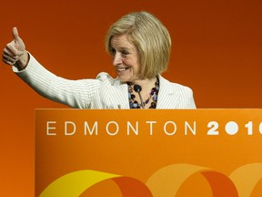 Alberta Premier Rachel Notley speaks at the Edmonton 2016 NDP national convention at Shaw Conference Centre in Edmonton, Alta., on Saturday April 9, 2016. Photo by Ian Kucerak