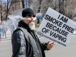 Vapers hit the streets and Queen's Park in Toronto to protest Bill 45 on Saturday April 9, 2016. (Dave Thomas/Toronto Sun/Postmedia Network)