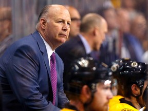 Boston Bruins head coach Claude Julien looks on during third-period NHL action against the Florida Panthers at TD Garden in Boston on March 24, 2016. (Winslow Townson/USA TODAY Sports)