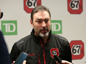 Ottawa 67's head coach Jeff Brown is happy with the selections his team made during the OHL Priority Selection Draft on Saturday. (Chris Hofley/Ottawa Sun/Files)