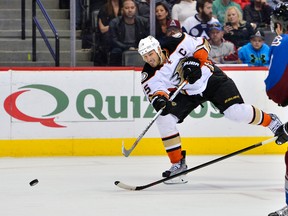 Anaheim Ducks center Ryan Getzlaf shoots and scores a goal in the third period against the Colorado Avalanche at Pepsi Center. The Ducks defeated the Avalanche 5-3. (Ron Chenoy-USA TODAY Sports)