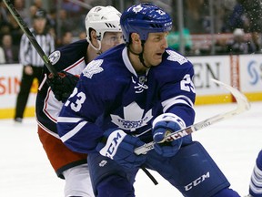 Toronto Maple Leafs forward Brooks Laich against the Columbus Blue Jackets at the Air Canada Centre. (John E. Sokolowski/USA TODAY Sports)