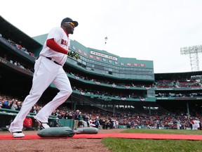 Boston Red Sox designated hitter David Ortiz takes the field before the Red Sox home opener against the Baltimore Orioles at Fenway Park. (David Butler II-USA TODAY Sports)