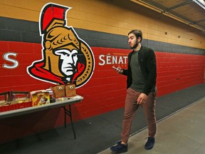 Mika Zibanejad of the Ottawa Senators leaves the rink after locker cleanout day at Canadian Tire Centre in Ottawa on April 11, 2016. (Jean Levac/Postmedia)