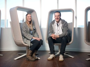 Shopify's Anna Lambert (left) and Harry Brundage are shown at Shopify's offices in Ottawa.