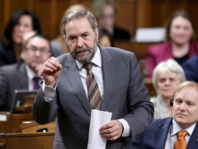 New Democratic Party leader Thomas Mulcair speaks during Question Period in the House of Commons on Parliament Hill in Ottawa on January 25, 2016. Mulcair said on April 10, 2016 he would step down as leader after he lost a crucial leadership vote. REUTERS/Chris Wattie