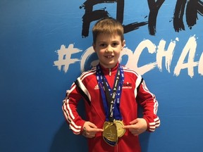 Matteo Bardana (above) and Xavier Olasz of the Loyalist Gymnastics Club won provincial titles at the Ontario championships in Mississauga on the weekend. (Supplied photo)
