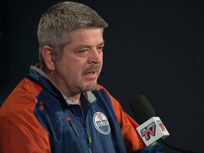 Edmonton Oilers coach Todd McLellan speaks during his year-end press conference Monday at Rexall Place. (Shaughn Butts)