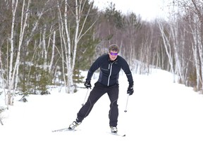 Dr. Rob Lepage enjoys some late season skiing at the Laurentian Nordic Ski Trails in Sudbury, Ont. on Monday April 11, 2016. Gino Donato/Sudbury Star/Postmedia Network