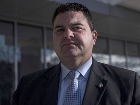 Former Conservative MP Dean Del Mastro is pictured outside an Oshawa, Ont., courthouse to appeal his conviction over election overspending, on Jan. 5, 2016.  THE CANADIAN PRESS/Chris Young