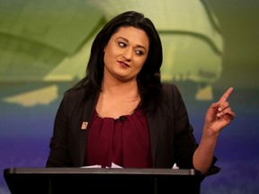 Liberal Leader Rana Bokhari takes part in the provincial leaders debate in Winnipeg, Tuesday, April 12, 2016.