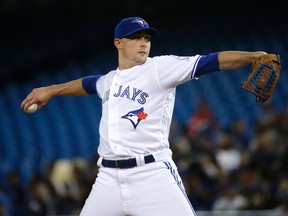 Toronto Blue Jays starter Aaron Sanchez throws against the New York Yankees at the Rogers Centre in Toronto Tuesday, April 12, 2016. (Craig Robertson/Toronto Sun/Postmedia Network)