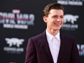 Tom Holland arrives at the Los Angeles premiere of "Captain America: Civil War" at the Dolby Theatre on Tuesday, April 12, 2016. (Photo by Jordan Strauss/Invision/AP)