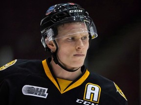 Sarnia Sting defenceman Jakob Chychrun skates during Team Cherry practice ahead of the CHL/NHL Top Prospects Game in Vancouver on Jan. 28, 2016. (THE CANADIAN PRESS/Darryl Dyck)