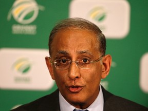 Haroon Lorgat, Cricket South Africa chief executive, speaks during a media conference at Centurion Park in Pretoria, South Africa on Jan. 25, 2016. (AP Photo/Themba Hadebe)