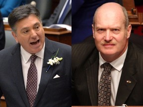 Ontario Finance Minister Charles Sousa (left) and B.C. Finance Minister Michael de Jong. (Postmedia Network files)