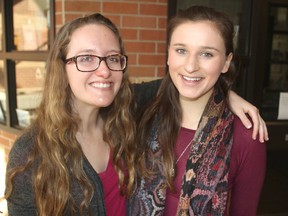 Queen’s University students Breanne Kewin, left, and Georgia Lundy, at Ongwanada on Wednesday were named volunteers of the year by the organization, which provides programs for people with developmental disabilities. (Michael Lea/The Whig-Standard)