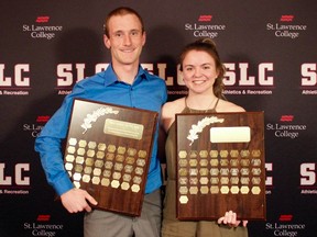 Sydenham's Rob Asselstine and Kingston's Sammy Gourdier were named the top male and female athlete, respectively, at St. Lawrence College's Kingston campus for the 2015-16 academic year. (photo courtesy of SLC Athletics)