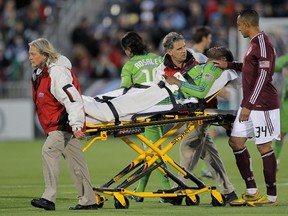 Steve Zakuani suffered a serious leg injury after a tackle in 2011. (AFP)