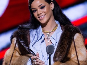 Rihanna is seen at 2016 Black Girls Rock! at New Jersey Performing Arts Center on Friday, April, 1, 2016 in Newark, NJ.  (Photo by Michael Zorn/Invision/AP)