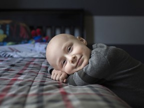 Mason Macri, 3, is pictured in his bedroom at his Lakeshore home, Wednesday, April 13, 2016. Mason was diagnosed last May with a rare form of cancer called rhabdomyosarcoma. (DAX MELMER/Windsor Star/Postmedia Network)
