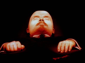 The body of the Bolshevik leader Vladimir Lenin lies in the Mausoleum on Red Square in Moscow in this file photo. (Sergei Karpukhin/Reuters)