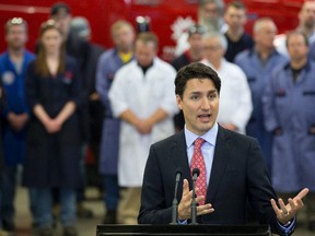 Prime Minister Justin Trudeau speaks in London, Ont. on Thursday April 14, 2016. Derek Ruttan/The London Free Press/Postmedia Network
