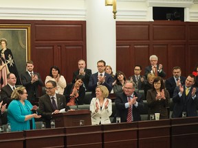 Alberta Minister of Finance Joe Ceci delivered the 2016 Budget at the Alberta Legislature, April 14, 2016. Shaughn Butts