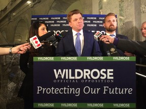 Wildrose leader Brian Jean reacts to the Alberta budget on Thursday, April 14, 2016.