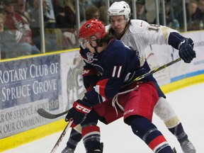 The Spruce Grove Saints face the Brooks Bandits in AJHL Final action in a rematch of last year's league championship. (David Bloom)