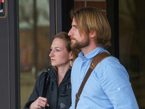 David Stephan and his wife Collet Stephan leave court on April 11, 2016, in Lethbridge. The Stephan's are on trial for failing to provide the necessities of life to their 19-month-old son, Ezekiel, who died in March 2012. Postmedia photo David Rossiter