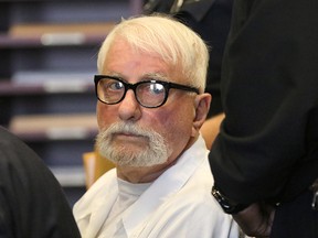 In this March 29, 2016, file photo, Jack McCullough appears in court for a hearing on his petition for post-conviction relief at the DeKalb County Courthouse in Sycamore, Ill. McCullough, who a prosecutor says was wrongly convicted in the abduction and killing of a seven-year-old Illinois schoolgirl in 1957 will be released from prison, a judge ordered Friday, April 15, 2016. (Danielle Guerra/Daily Chronicle via AP, File)