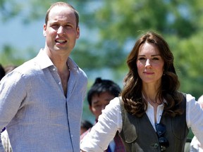 Britain's Prince William, Duke of Cambridge and his wife Catherine, Duchess of Cambridge, visit the Paro Taktsang Monastery, Bhutan, April 15, 2016. (REUTERS/Mark Large/Pool)