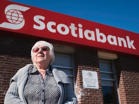 Jannina Szigielski stands outside the Scotiabank bank in the Riverside Mall on Ridgewood Ave. on Thursday, April 14, 2016.