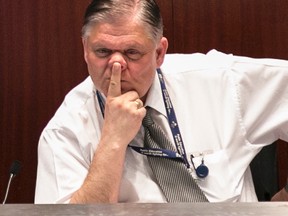 Councillor Jim Karygiannis, chairman of the licensing and standards committee, during a debate about a report to regulate ridesharing service Uber. (Craig Robertson/Toronto Sun/Postmedia Network)