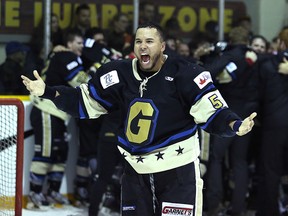 Teegan Moore seemed happy to win the Allan Cup. (KEVIN KING/Winnipeg Sun)