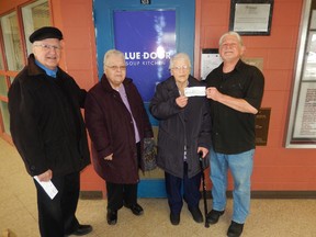 Bill Hickey/For The Sudbury Star
Father Ronald Perron, Sister Isabelle Therrien, secretary-treasurer, and Rosa Chaloux, president of the Service des Malades, and Marc Leduc, president of the Soup Kitchen.