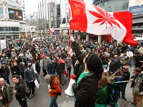 420 rally at Yonge-Dundas Square in Toronto April 20, 2011. (Craig Robertson/Toronto Sun files)