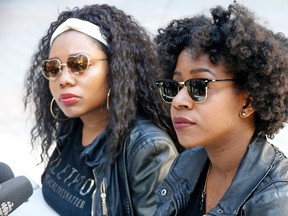 Pascale Diverlus and Sandy Hudson (r) of Black Lives Matter are pictured on  April 17, 2016. (MICHAEL PEAKE, Toronto Sun)