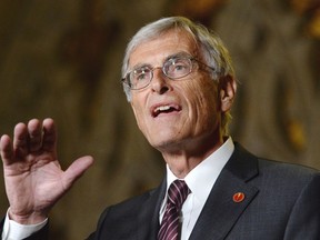 Senator James Cowan speaks at a news conference in the Senate foyer on Parliament Hill in Ottawa on June 9, 2015. Senator Serge Joyal and Cowan speculated that the federal government's newly introduced assisted dying bill does not go far enough. THE CANADIAN PRESS/Sean Kilpatrick
