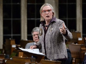 Carolyn Bennett, Minister of Indigenous and Northern Affairs, takes part in an emergency debate on the suicide crisis on aboriginal reserves, particularly in Attawapiskat, Ont., in the House of Commons in Ottawa, on April 12, 2016. (THE CANADIAN PRESS/Adrian Wyld)
