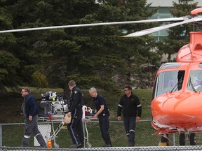 A four-year-old girl allegedly abducted by her father early Monday morning is being assessed after a van she was travelling in crashed near a truck stop along Highway 41 near Pembroke on Monday, April 18, 2016. (Tony Caldwell photo)