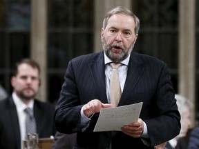 New Democratic Party leader Thomas Mulcair speaks during Question Period in the House of Commons on Parliament Hill in Ottawa on March 21, 2016. REUTERS/Chris Wattie