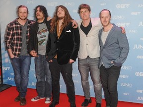 The Glorious Sons, seen here arriving at the 2015 Juno Awards at First Ontario Centre on March 15, 2015 in Hamilton.