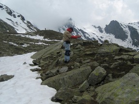 Bill Mahaney explores Hannibal's route in the Western Alps. (Bill Mahaney photo)