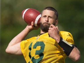 Eskimos' quarterback Mike Reilly (13) sets up to throw a pass during the mini-camp at Historic Dodgertown in Vero Beach on Sunday, April 17, 2016.